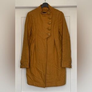 Anthropologie Lux Mustard Wool Pea Coat